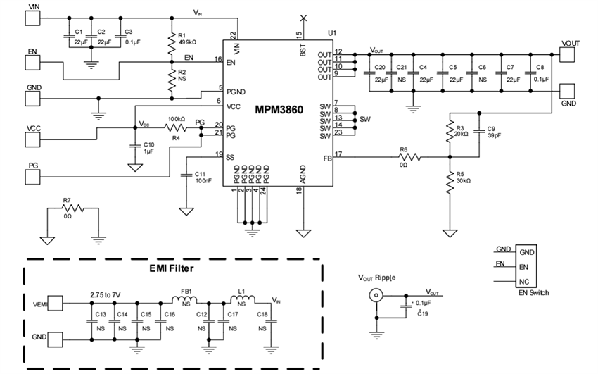 Schematic - Monolithic Power Systems (MPS) EVM3860-QW-00A Evaluation Board